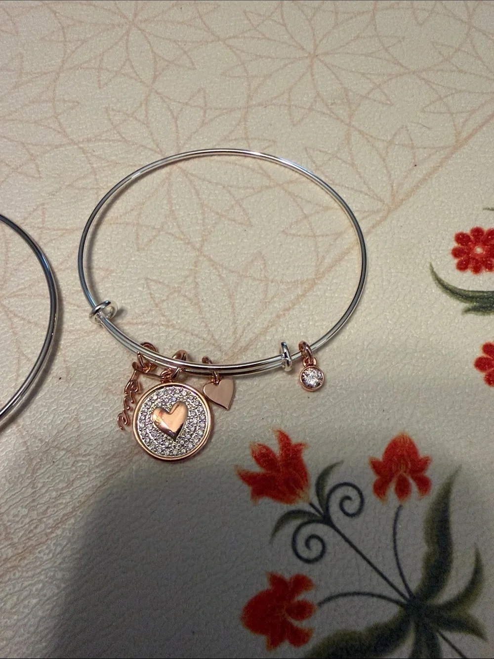 Silver Charm Bangle Bracelets lot of 2